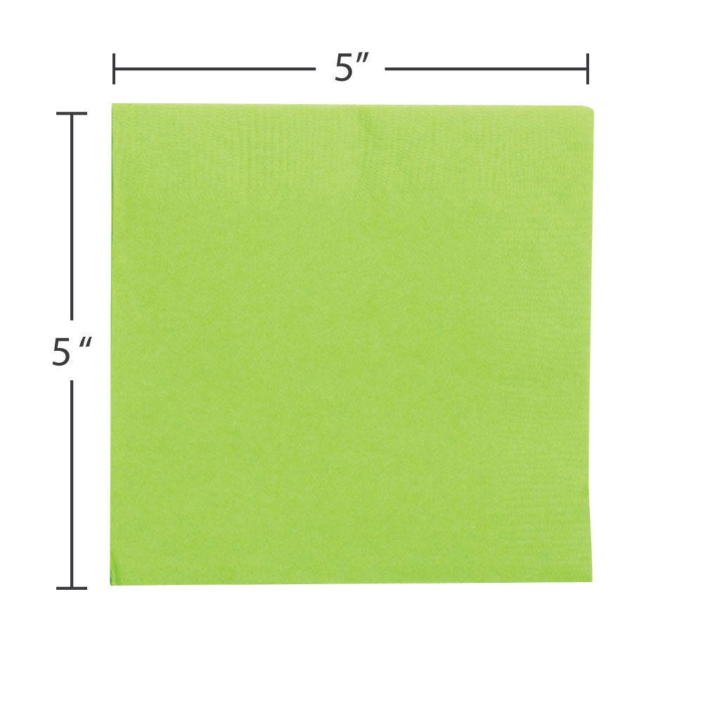 JAM Paper Small Beverage Napkins, 5 x 5, Lime Green, 40/Pack