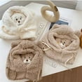 thumbnail image 4 of Penkiiy Women Cute Bear Hat Scarf Mask Set Winter Fleece Beanie Neck Warmer Face Cover Beige, 4 of 5