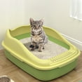 thumbnail image 1 of Cat Litter Box with Scoop, Semi-Enclosed Open Design, Leakproof Plastic, Easy Clean Tray for Large Cats and Kittens, 1 of 6