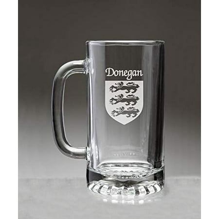 

Donegan Irish Coat of Arms Glass Beer Mug (Sand Etched)