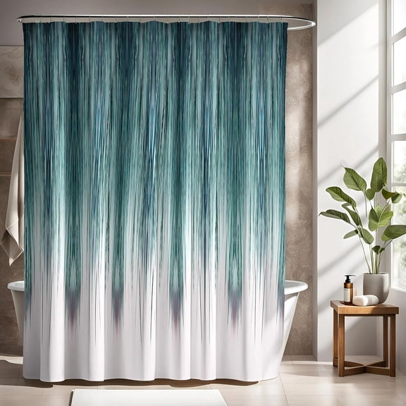 Aqua Green and Blue Peacock Rain Shower Curtain Modern Abstract Art Ombre Bath Curtain, Aesthetic Minimalist Polyester Fabric Long Bathroom Decor Curtains with Hooks-72"W x 86"L (Pack of 1)