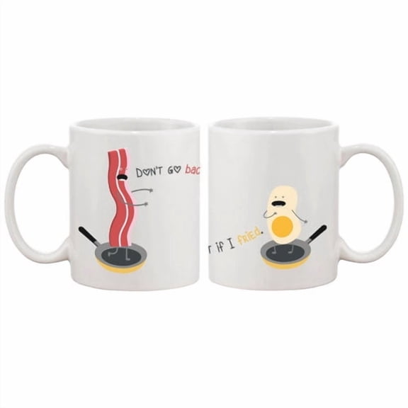 365 Printing Inc 2 Piece Don't Bacon My Heart and I Couldn't If I Fried Funny Couple Matching 11 oz Mug Set