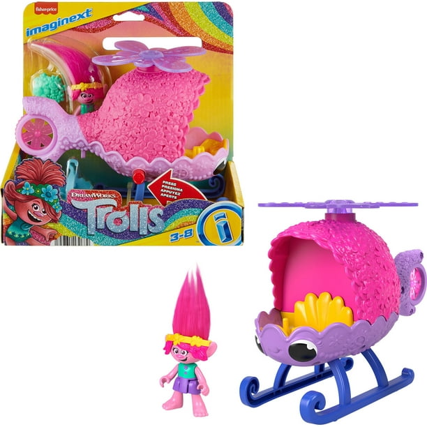 Imaginext DreamWorks Trolls Poppy Figure and Toy Helicopter for