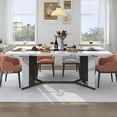 thumbnail image 6 of 71 inch Large Rectangular Dining Table for 6-8 People, Dining Table with Marble-Color Wood Waterproof Tabletop and Adjustable Leg, 6ft Luxurious Family Dinner Table for Office Kitchen Living Room, 6 of 10