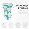 thumbnail image 6 of The Xecao Vintage Floral Women's Crew Neck Body Suit, a short-sleeved bodysuit and basic swimsuit, both comfort and style for dating and daily life, 6 of 9