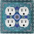 thumbnail image 1 of Metal Light Switch Plate Cover Elegant Teal Mandala Flower Tile Pattern TIL062, 1 of 13