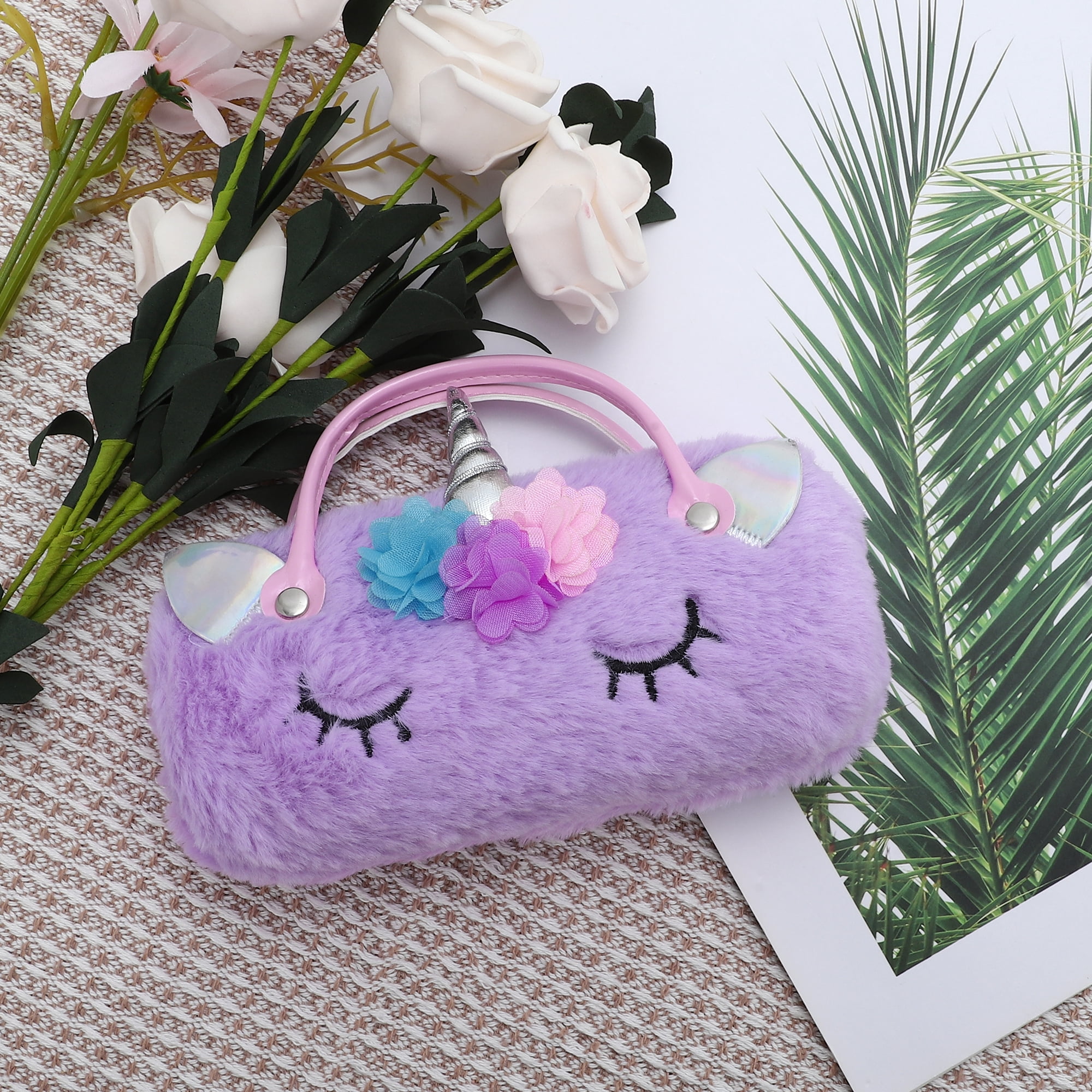 Unique Bargains Flower Cartoon Eyeglasses Case Purple for Stylish Protection