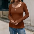 thumbnail image 2 of Blusa de cuello cuadrado de manga larga sólida informal para mujer a la moda Fridja hkj813, 2 of 9