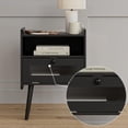 thumbnail image 6 of Masupu Night Stand Black Nightstand Modern Side Table Bedroom Night Stand End Table with Drawer Mid Century Beside Table with Glass Decorative Door for Bedroom,Living Room,Black Without Outlet, 6 of 9