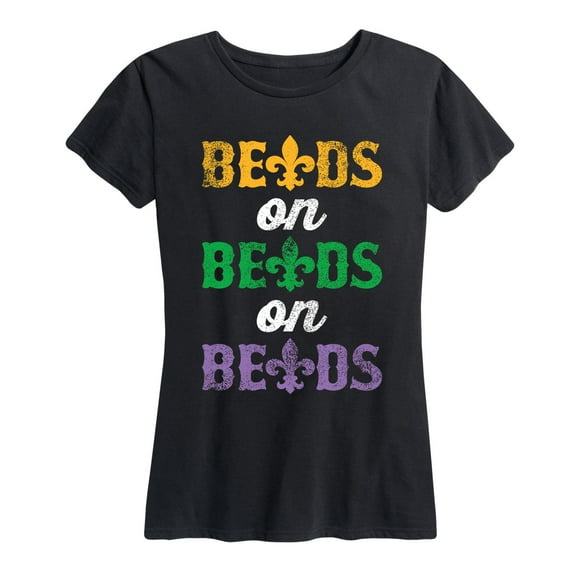 Instant Message - Beads On Beadsouisiana Mardis Gras Drinking - Women's Short Sleeve Graphic T-Shirt