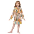 thumbnail image 6 of FORMRS Niños Bathrobe Unisex Hooded Robe Soft Plush Pajamas Sleepwear, Size 4-6T, Orange Cityscape Painting, 6 of 7