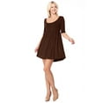thumbnail image 2 of Women's Scoop Neck 3/4 Sleeve Relaxed Fit Babydoll Mini Dress, 2 of 4