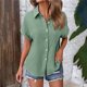 thumbnail image 2 of Ropa de otoño,Blusa informal de manga corta para mujer, cuello redondo, tejido de imitación de rejilla, corte holgado para uso diario, sopatenor, 2 of 8