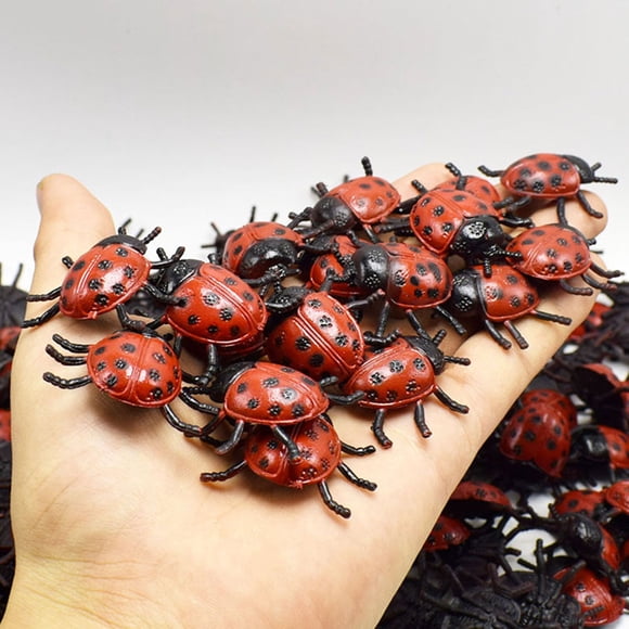 KONTONTY 22Set Static Ladybug Model Red PVC Ideal For Decoration And Party Favors