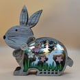 thumbnail image 2 of Rabbit Ornament Hollow-out Rustic Wooden Easter Retro Animal Sculpture Desktop Decoration, 2 of 8