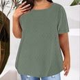 thumbnail image 2 of Summer Fashion Shirts for Womens 2025 Oversize Solid Color Round Neck Short Sleeve Blouses, 2 of 5