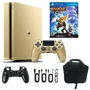 PlayStation 4 Slim 1TB Gold Console with Ratchet and Clank with Accessories