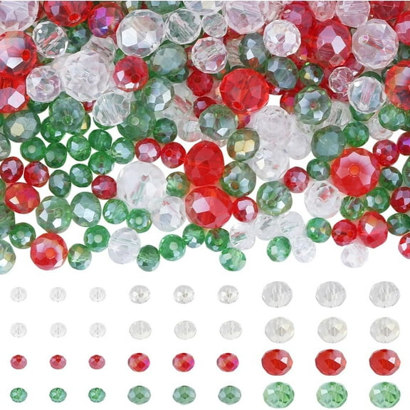 1 Box 1000Pcs 12 Colors Christmas Bead White Red Green Glass Beads Bulk AB Colorful Electroplate Round Gemstone Loose Spacer Bead