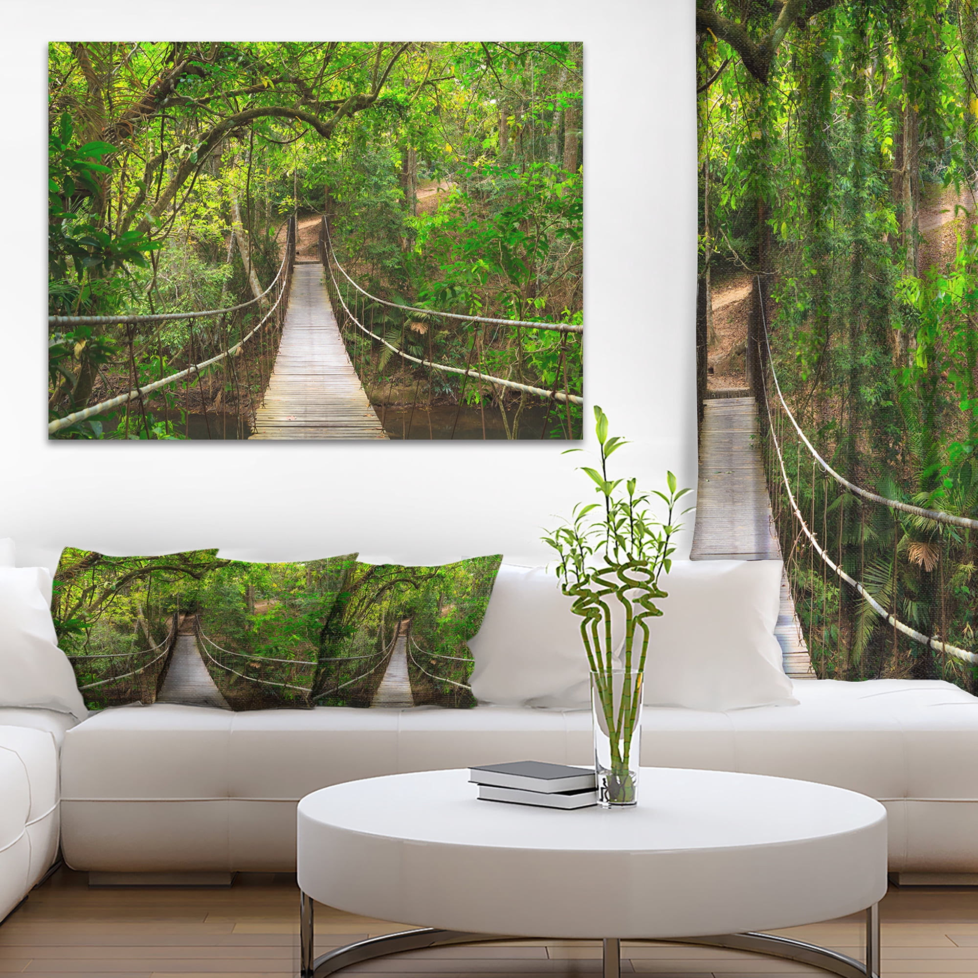 Designart 'Bridge to Jungle Thailand ' Landscape Photo Canvas Art Print