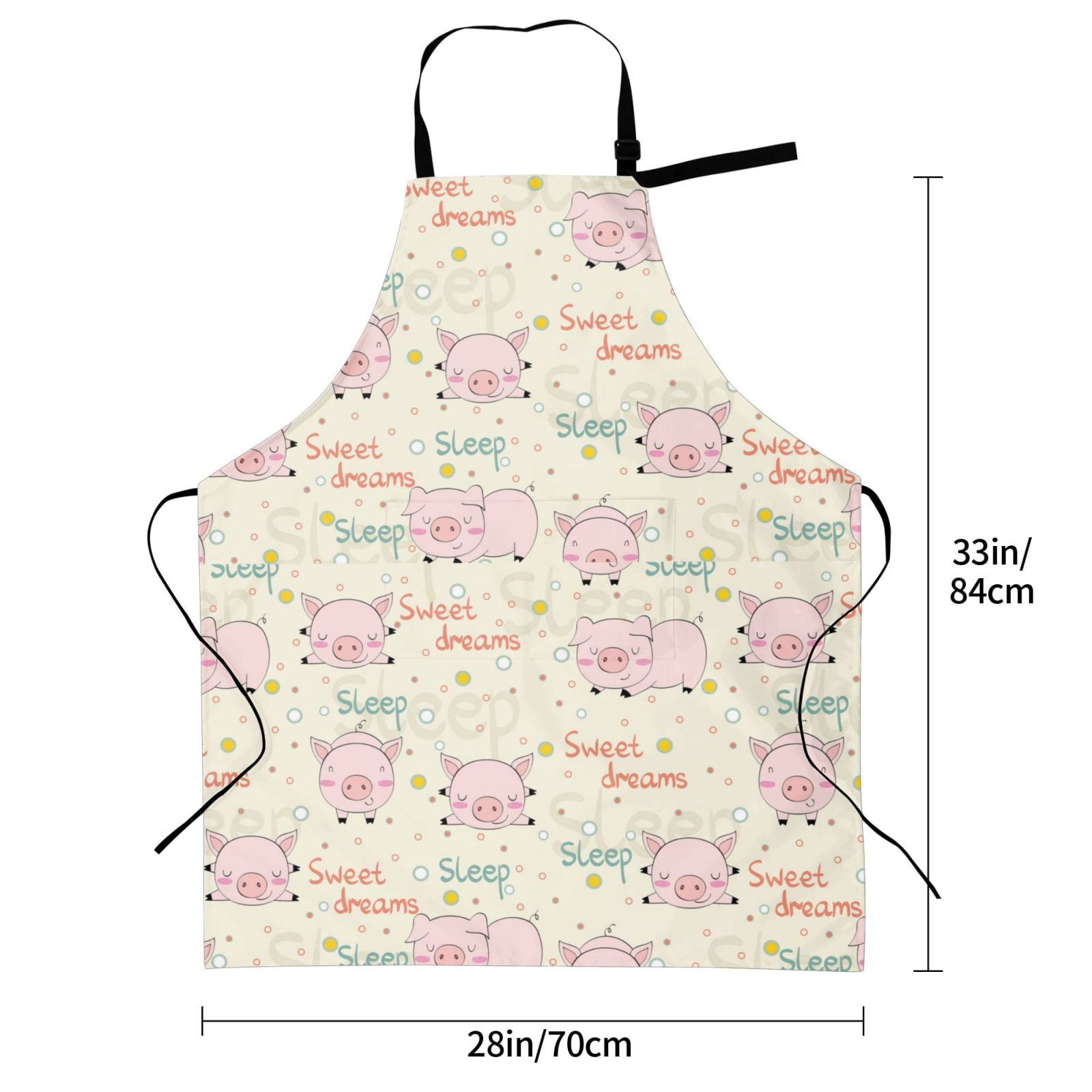 Kdxio Pigs Sleep Apron with Pockets Adjustable Kitchen Aprons for Men Women Waterproof Aprons for Cooking,Drawing,Crafting, Baking Household Cleaning