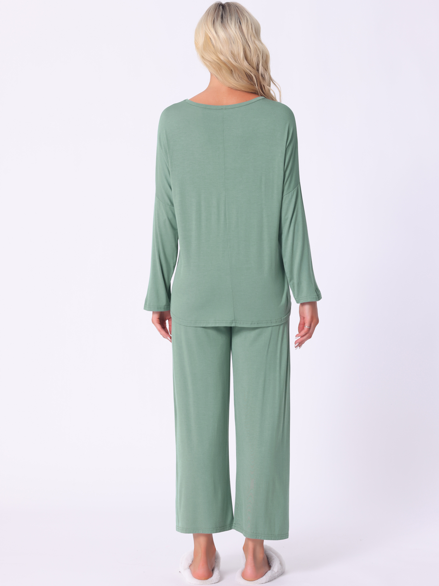 DARING DIVA Women's High Low Shirt and Wide-leg Pants Lounge Sets S Green