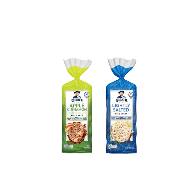 Quaker Rice Cakes Variety Bundle - Pack Of  2  Flavors,APPLE CINAMON,LIGHTLY SALTED RICE CAKE ..