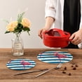 thumbnail image 7 of SKYSONIC Summer Vintage Flamingo Pot Holders Trivets, 2 Pcs Heat Resistant Trivets,Blue White Stripes Cotton Thread Weave Mats for Hot Pads Pans Pot Bowl Teapot for Kitchen Decor, 7 of 7