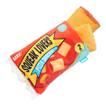 BARK 3-Part Pizza Roll Squeak Lovers Snacks Dog Toy for Medium and Large Dog Sizes