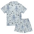 thumbnail image 2 of FORMRS Kids Short Sleeve Top and Pants Pajama Set Unisex Satin 2-Piece Sleepwear, Sizes 5-6Y, Blue Octopus Pattern, 2 of 8
