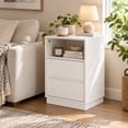 thumbnail image 3 of Ktaxon NightStand Set of 2 with 2 Storage Drawers BedsideTable, End Side for Bedroom, Country Style White, 3 of 11