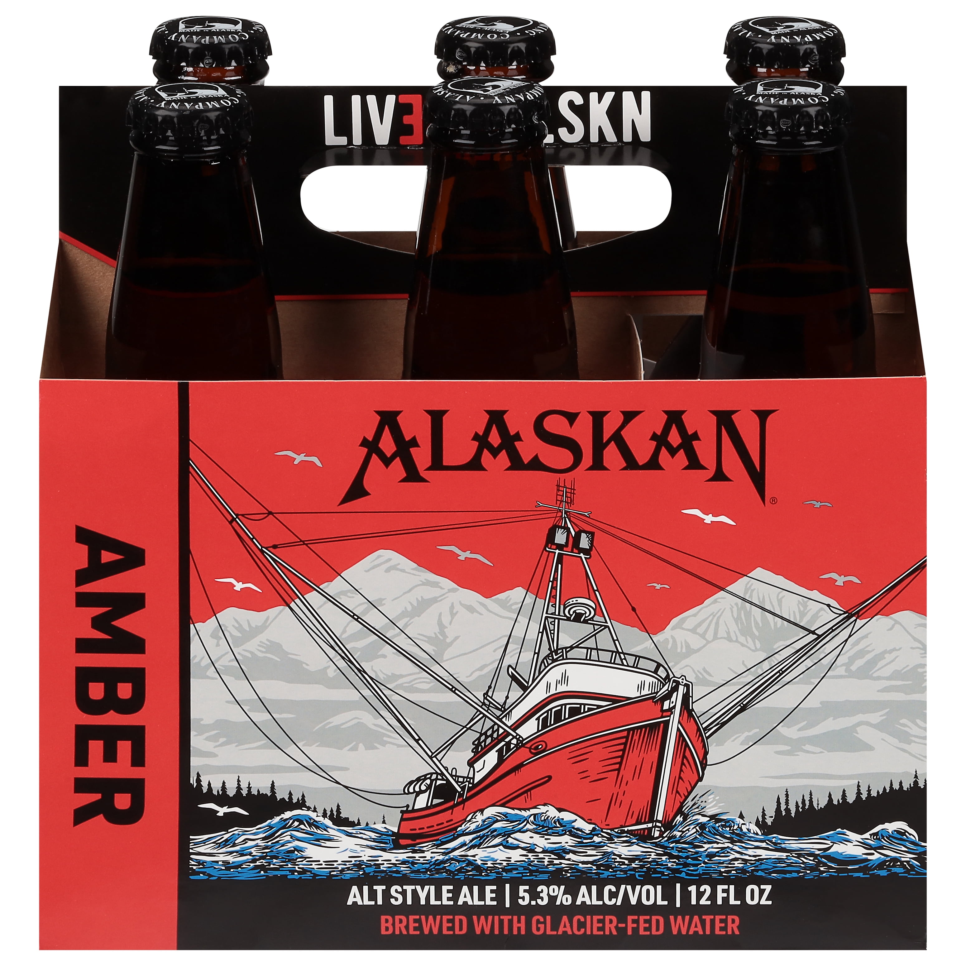 Alaskan Amber Craft Ale Beer, 12 fl oz 6 Pack, Bottles 5.3% ABV