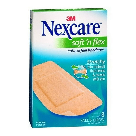 Nexcare Soft'N Flex Comfort Natural Feel Bandages Stretchy Knee & Elbow 8Ct, 6-Pack