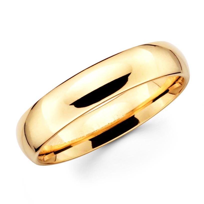 IceNGold 14K Solid Real Yellow Gold Classic Plain Polished Regular