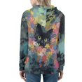 thumbnail image 2 of DISNIMO Cat Flower Printed Hoodies for Women Zip Up Hooded Tops Long Sleeve Sport Sweatshirt with Pockets, S, 2 of 6