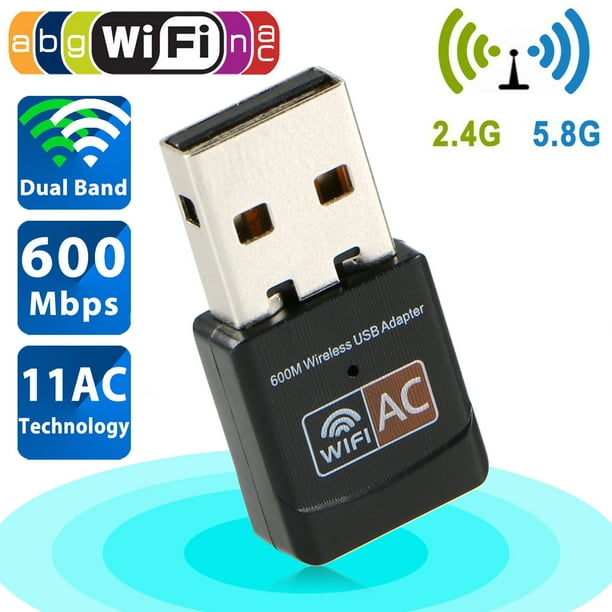 TSV 600Mbps Mini Wireless Dual Band 2.4/5GHz USB Wifi Adapter LAN Network 802.11ac/a/b/g/n - Walmart.com