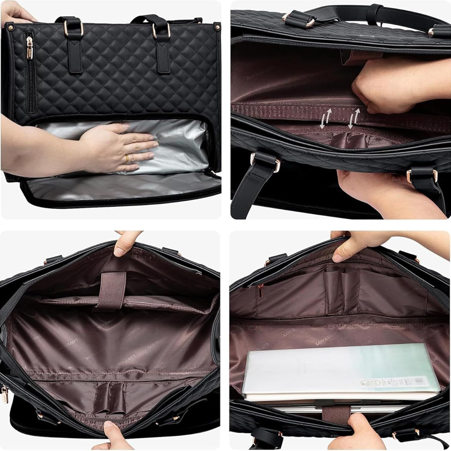 2 in 1 Tote Bag Lunch Bag Combo, 2 in 1 Lunch Tote Bag for Women, 15.6 Inch Tote Bag With Lunch Compartment, Tote for Laptop Bag Storage Pocket, Office Business Travel