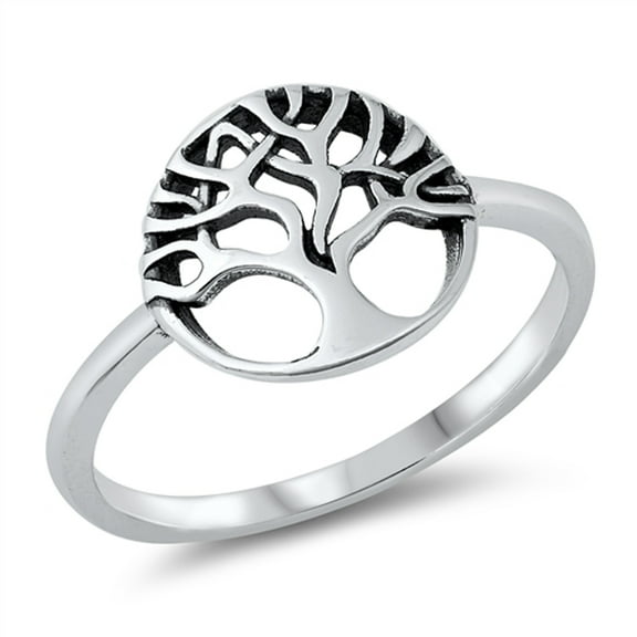 Classic Tree of Life Ring .925 Sterling Silver Band Jewelry Female Male Unisex Size 5