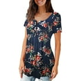 thumbnail image 3 of VERABENDI Womens Tops Plus Size Summer Short Sleeve Button V-Neck Henley Shirt Ladies Blouse (M-4xl), 3 of 7