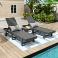 thumbnail image 2 of 3 Piece Modern Poly Reclining Chaise Lounge With Wheels, Gray, 2 of 2