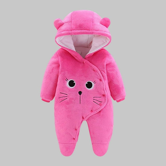 Cowsor Newborn Baby Bear Outfit Girls Boys Winter Fleece Clothes Hooded Romper Set