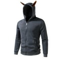 thumbnail image 3 of ZUKMRJPC Mens Zip Up Hoodie Solid Color Lightweight Casual Fleece Lined Hooded Sweatshirt Fall Winter Warm Basic Outwear with Pockets, 3 of 8