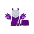 thumbnail image 4 of TiaoBug Kids Girls Sequin Cheerleading Costume Dress Shorts Pom Poms Cheer Leader Uniform, 4 of 7