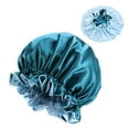 thumbnail image 3 of Gorro de satén para mujer, para dormir por la noche, protector de cabello, para mujeres y niñas Azul, 3 of 5