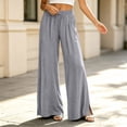 thumbnail image 6 of BRELIL Women's Wide Leg Elastic Waist Pants with Pockets Casual Loose Lounge Pants Solid Long Trousers Vacation Travel Outfits, Gray 2XL, 6 of 6