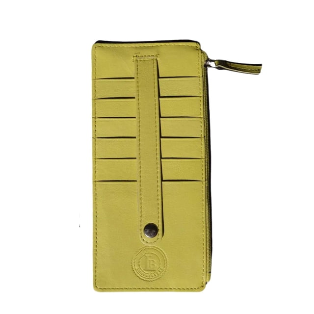 Wallet Leatherboss de piel auténtica para mujer, color limón