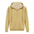 thumbnail image 5 of ZCFZJW Sherpa Lined Hoodies for Men Heavyweight Full Zip Up Drawstring Hooded Sweatshirt Plush Thick Fleece Long Sleeve Jackets Winter Warm Outwear Coats with Pockets Khaki XXXL, 5 of 6
