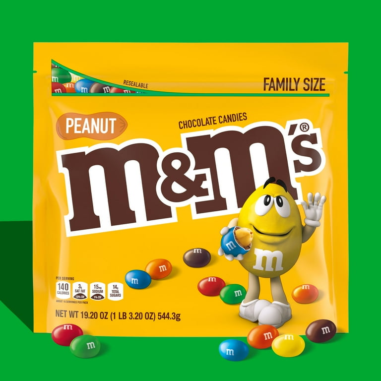 M&M's Peanut Milk Chocolate Candy, Family Size - 18.08 oz Bulk Bag