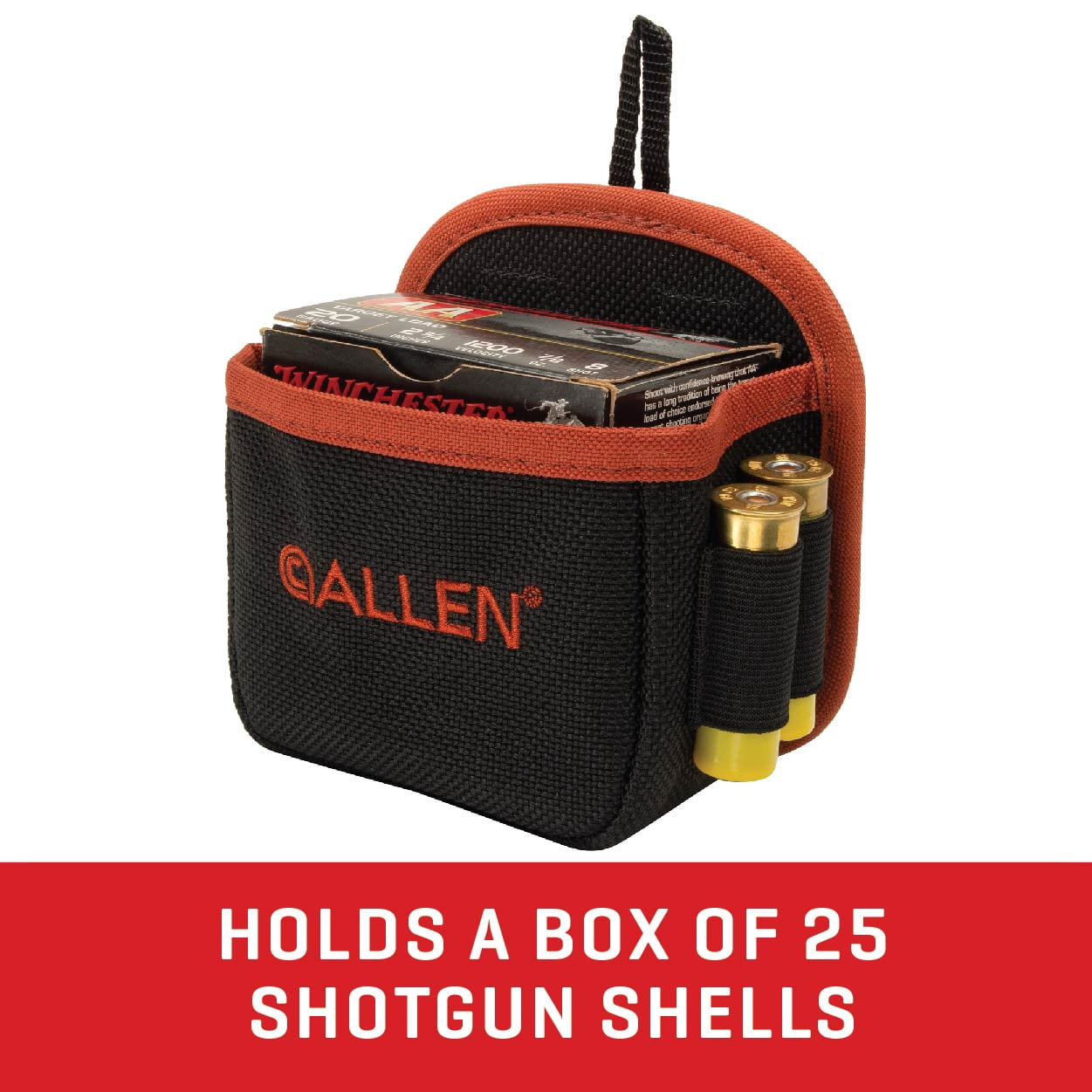 Allen Company 12 Gauge Shell Ammo Holder, Holds Box of 25 Shells, Black, Polyester, 1