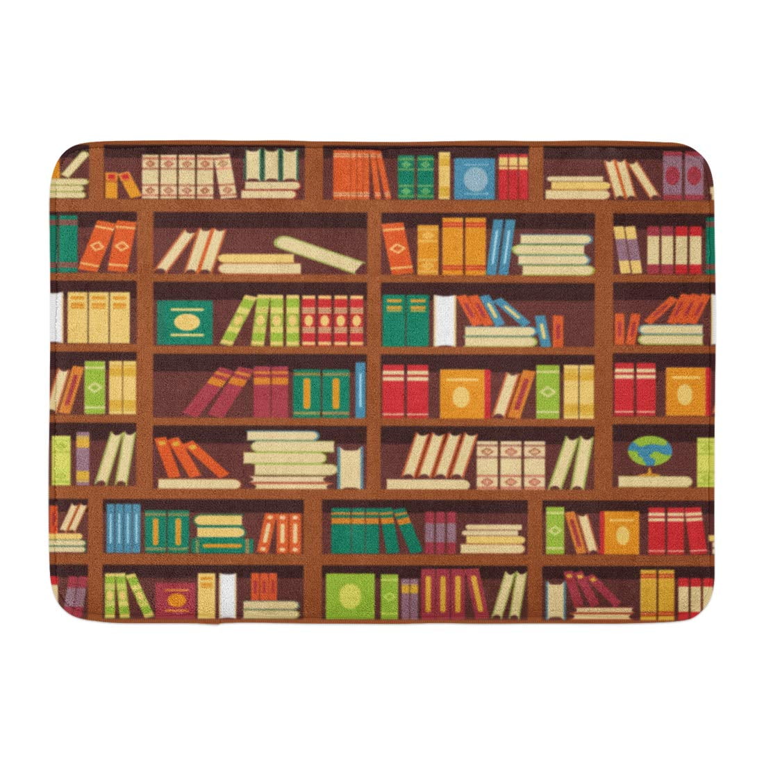 JSDART Dictionary Library Book Shelf of Literature Bookcase Reading Pattern Doormat Floor Rug