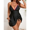 thumbnail image 6 of AKOEE Plus Size Swimsuit for Women One Piece with Shorts Swim Skirt Swimwear Colorblock Strappy Bathing Suit (XL, Black), 6 of 7